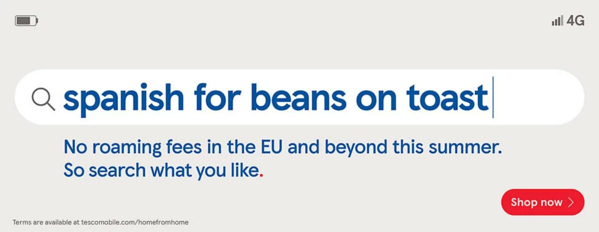 Tesco mobile and BBH have released a number of cheeky billboards across the UK to poke fun at Brits abroad and promote its EU network services.