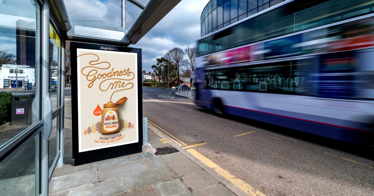 Peanut butter brand Whole Earth has unveiled a nationwide out-of-home (OOH) campaign to promote its new Drizzler 'squeezy bottle'.