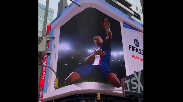 American video game company Electronic Arts has debuted a 3D billboard to support the recent release of FIFA 23.