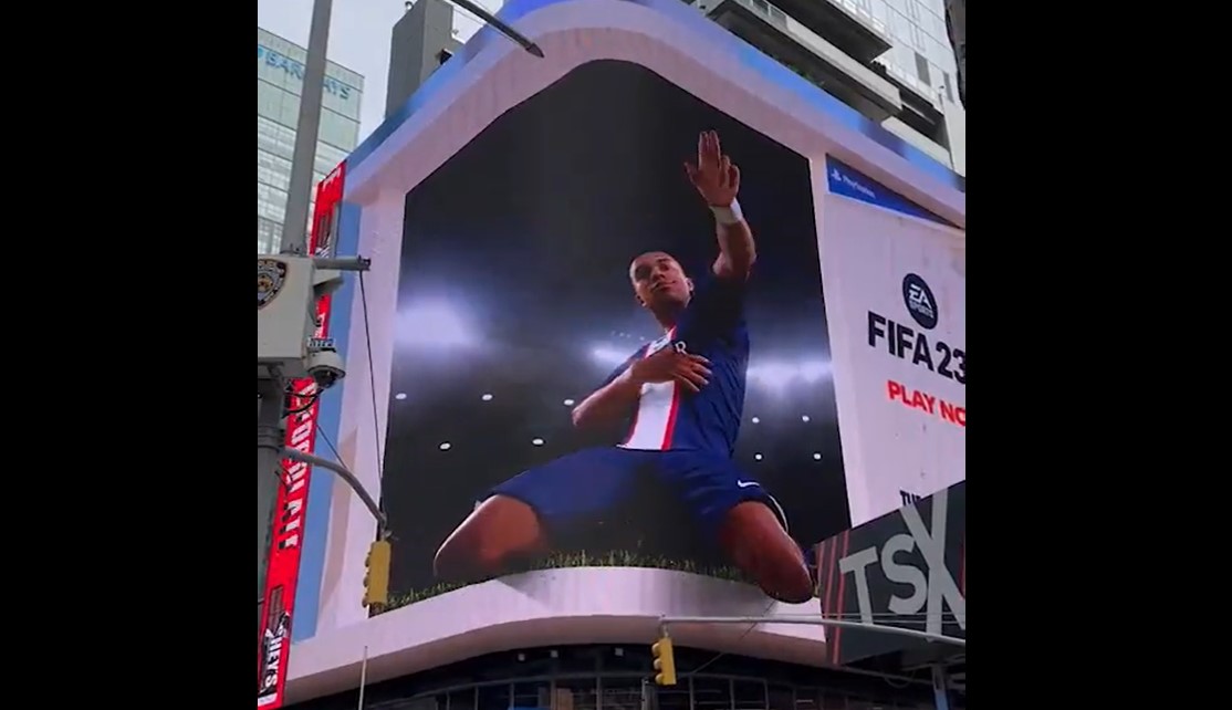 American video game company Electronic Arts has debuted a 3D billboard to support the recent release of FIFA 23.