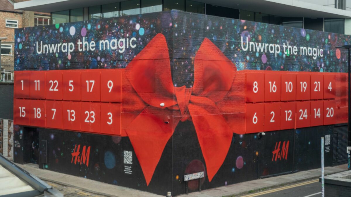H&M has unveiled a giant Christmas advent calendar in Shoreditch to highlight the brand's product range from the H&M gift guide.