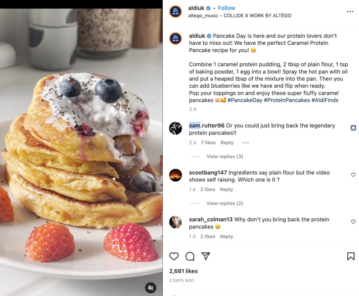 Aldi Pancake Day social media