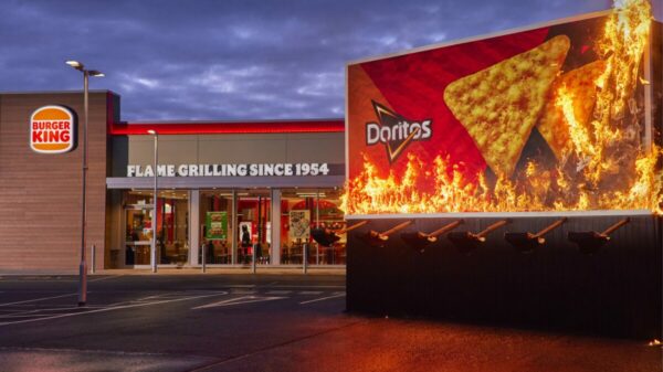 Doritos has unveiled a new collaboration with Burger King by setting fire to its own out-of-home (OOH) billboard.