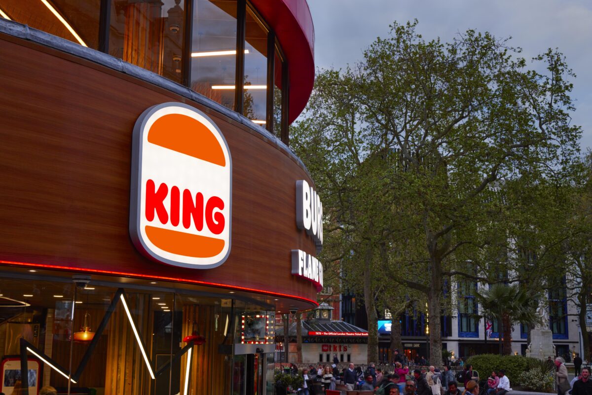 Burger King has altered its famous logo at its flagship restaurant in Leicester Square ahead of the coronation of King Charles III this weekend.