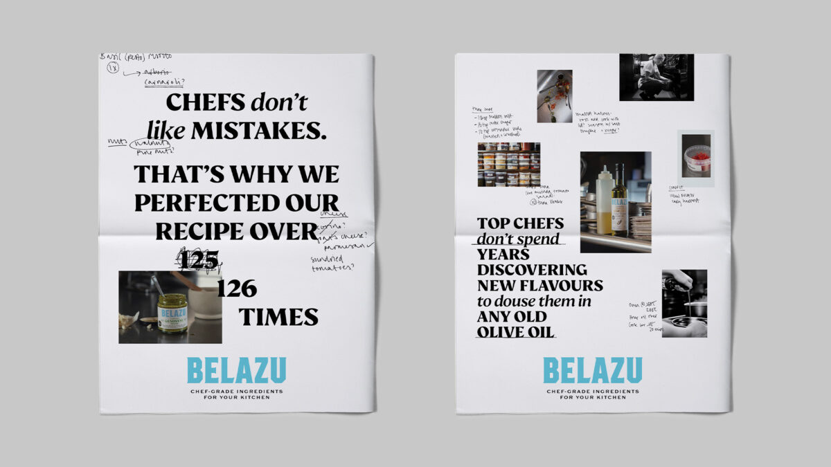 Newspaper depicting Belazu - hwo has partnered with the Guardian following the launch of its new creative platform