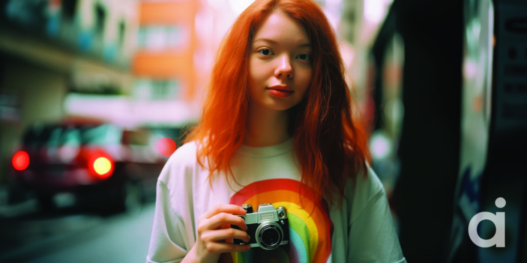 An image of a girl holding a camera - and an example of a photo Ogilvy wants to be labelled as AI with the agency's new AI Accountability Act