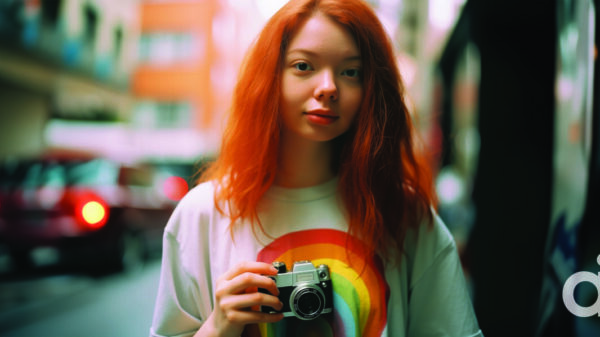 An image of a girl holding a camera - and an example of a photo Ogilvy wants to be labelled as AI with the agency's new AI Accountability Act