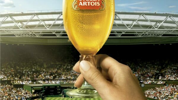 Depicting a glass of Stella Artois beer - named the official beer partner for this year's upcoming Wimbledon competition.
