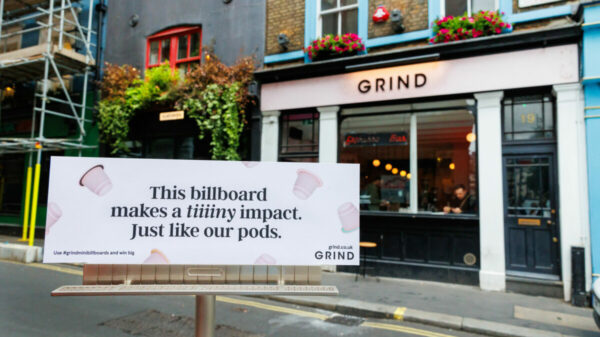 Coffee company Grind's mini billboard