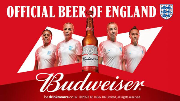 Budweiser, the Belgium beer brand, is marking its fourth year as the official sponsor of the England Woman's football team with a celebratory Off-Trade campaign, depicted here