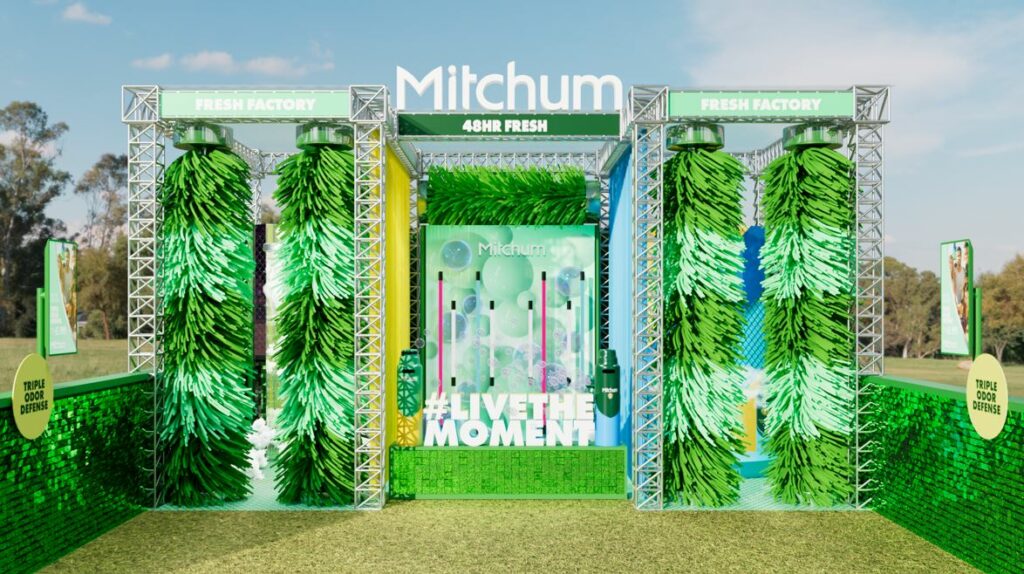 Mitchum, one of the UK's leading deodorant brands, is leading an experiential activation in a campaign by Sense, depicted here.