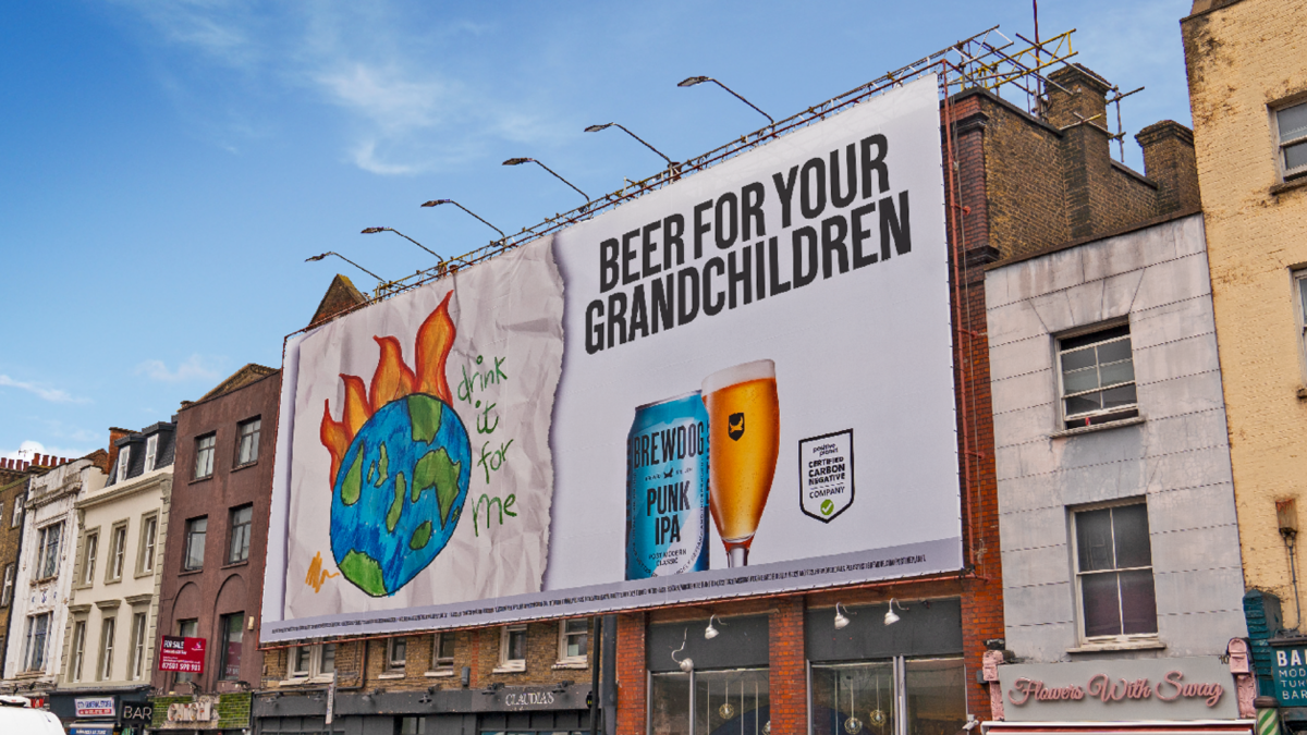 BrewDog has committed to protecting the planet through a creative pledging sustainability to ensure there will be ‘Beer For Your Grandchildren’, depicted here