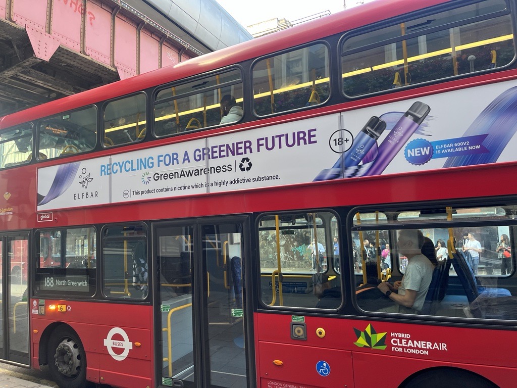 Blowing smoke: Elfbar's 'green' vape ads under investigation for misleading messaging, depicted here on the side of a bus