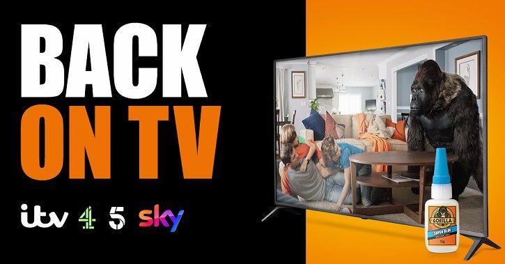 Gorilla, the glue brand, is determined to be stuck to our screens this summer with its latest national TV and out-of-home (OOH) campaign, depicted here.