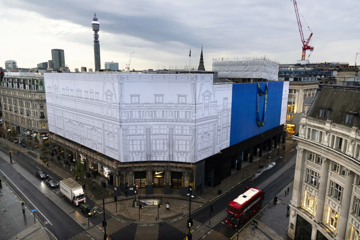 IKEA UK has unveiled an enormous version of its iconic big blue tote bag in a celebratory new campaign marking the presence of the furniture retailer's new store in Oxford Street, depicted here.