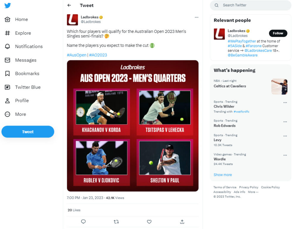 The Advertising Standards Authority has banned promotional tweets from Ladbrokes due to the gambling giant's 'strong appeal' to under-18s, depicted here