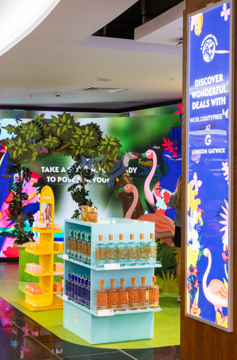 London Gatwick has had its World Duty Free stores transformed in a 'Wonderful World' summer campaign, produced by independent creative agency, Live & Breathe, depicted here