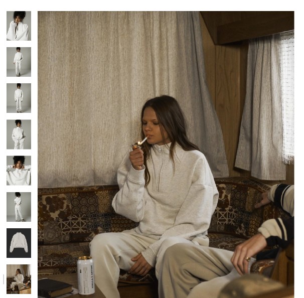 The ASA has removed an ad on the clothing brand Sisters & Seekers' website, for being 'harmful and irresponsible' by 'glamorising' underage smoking', depicted here.