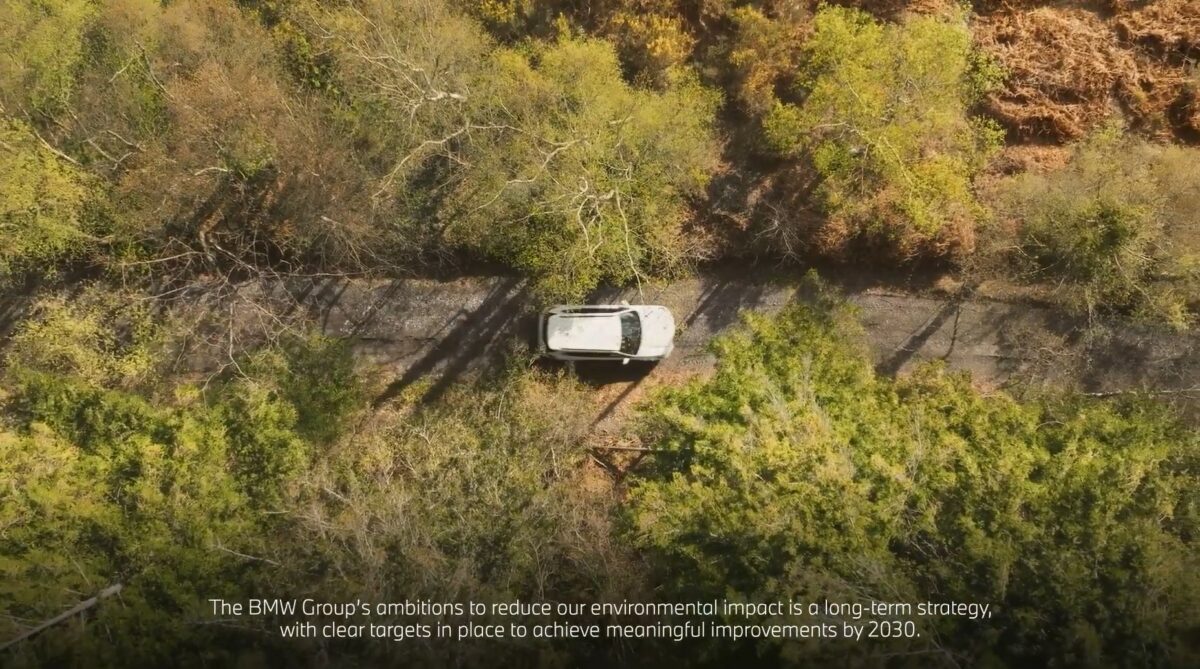 BMW has partnered with National Parks with adverts showing the lasting impact of local initiatives while enhancing EV charging infrastructure, here depicting a car