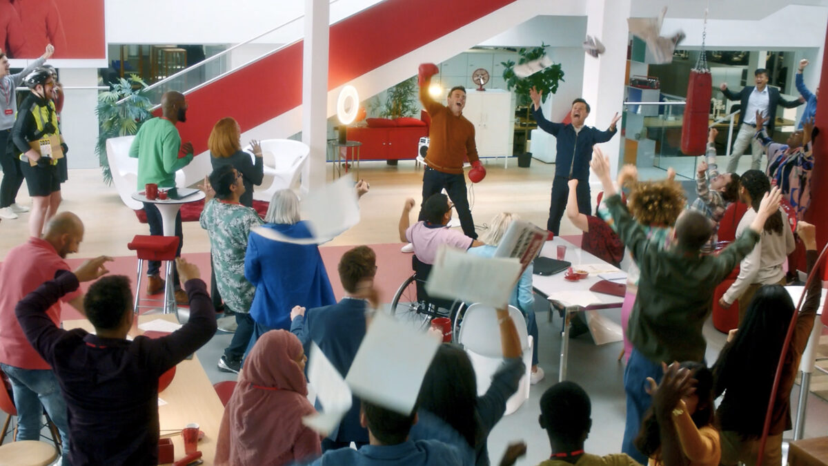Spanish banking group Santander's 'annoying great' cashback has seen Ant and Dec pull on their boxing gloves in the latest instalment of the 'Bank of Antandec' campaign, here depicting a still from the video.