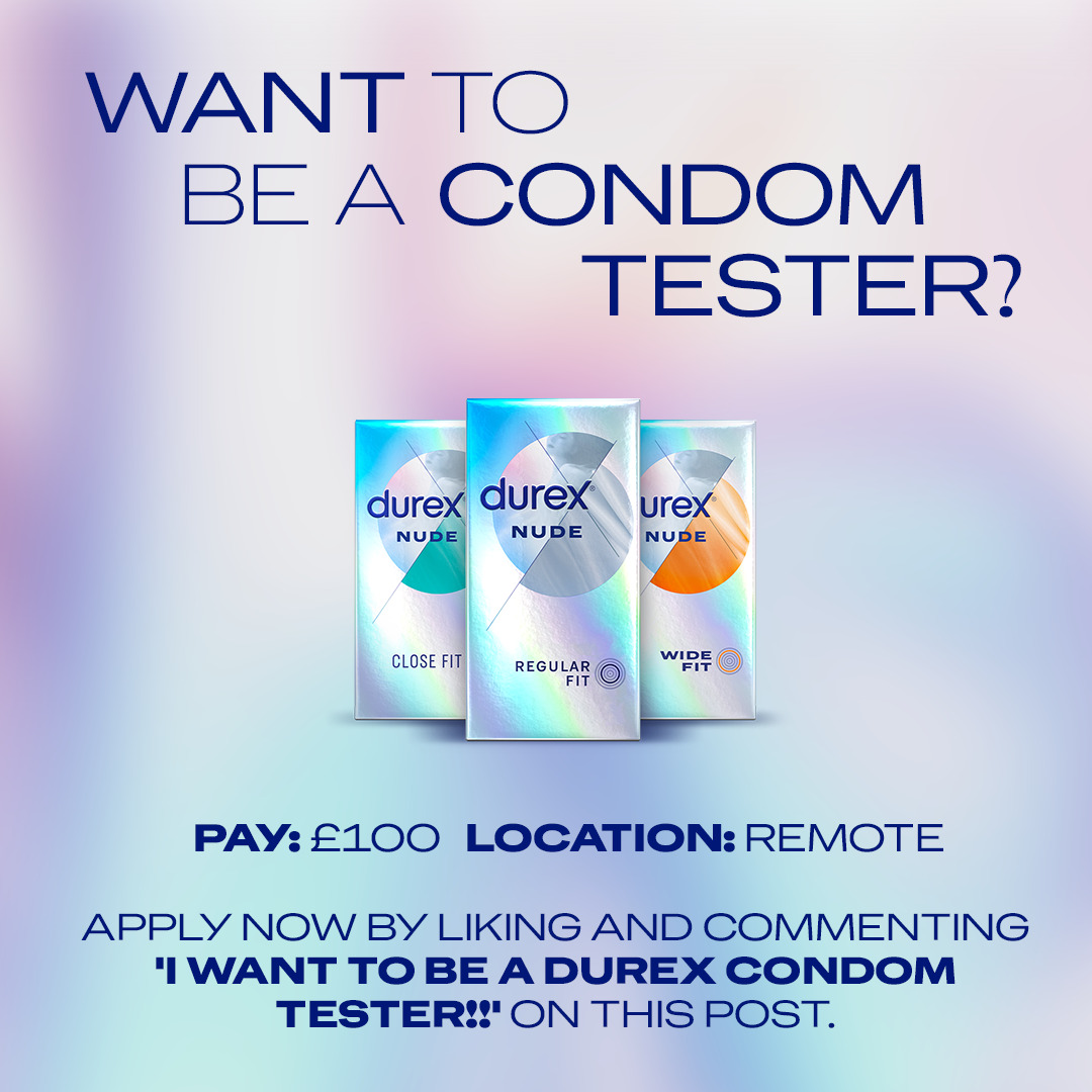 Condom brand Durex is calling for 50 condom testers across the UK in a campaign stunt aimed at proving its newly released products will not reduce sexual pleasure, here depicting the social media post 