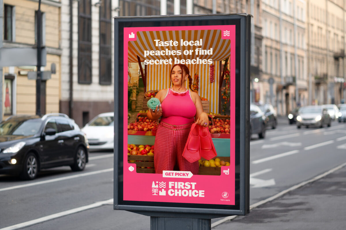 Holiday company First Choice has unveiled a campaign aimed at empowering travel lovers to 'get picky', as part of its new platform and brand relaunch, depicted here