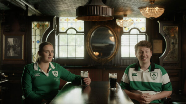 Guinness is embracing superstition with a tongue-in-cheek campaign imploring Irish fans in the upcoming Six Nations to 'think it, just don't jinx it', here depicting a still