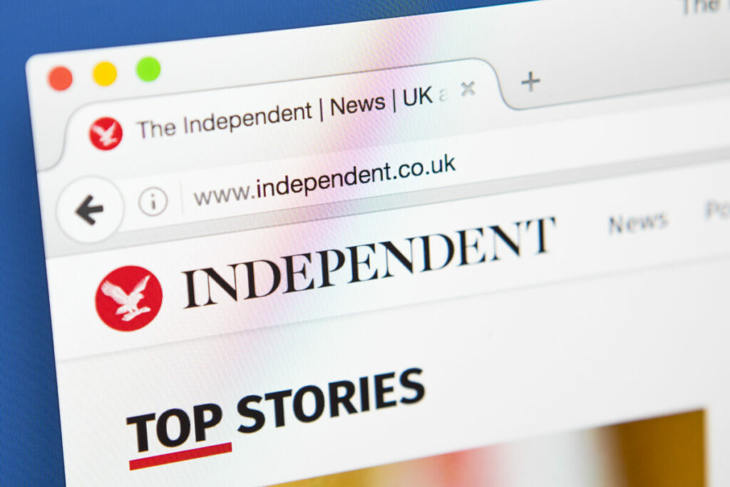 The Independent is donating £120,000 worth of advertising space across its publication to Black-led organisations to aid their efforts in enacting change, here depicting the web page