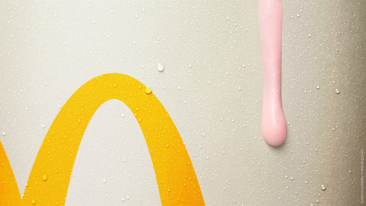 Fast food brand McDonald's is making the most of the heatwave's hot weather with a creatives encouraging customers to cool down with one of its milkshakes, depicted here.