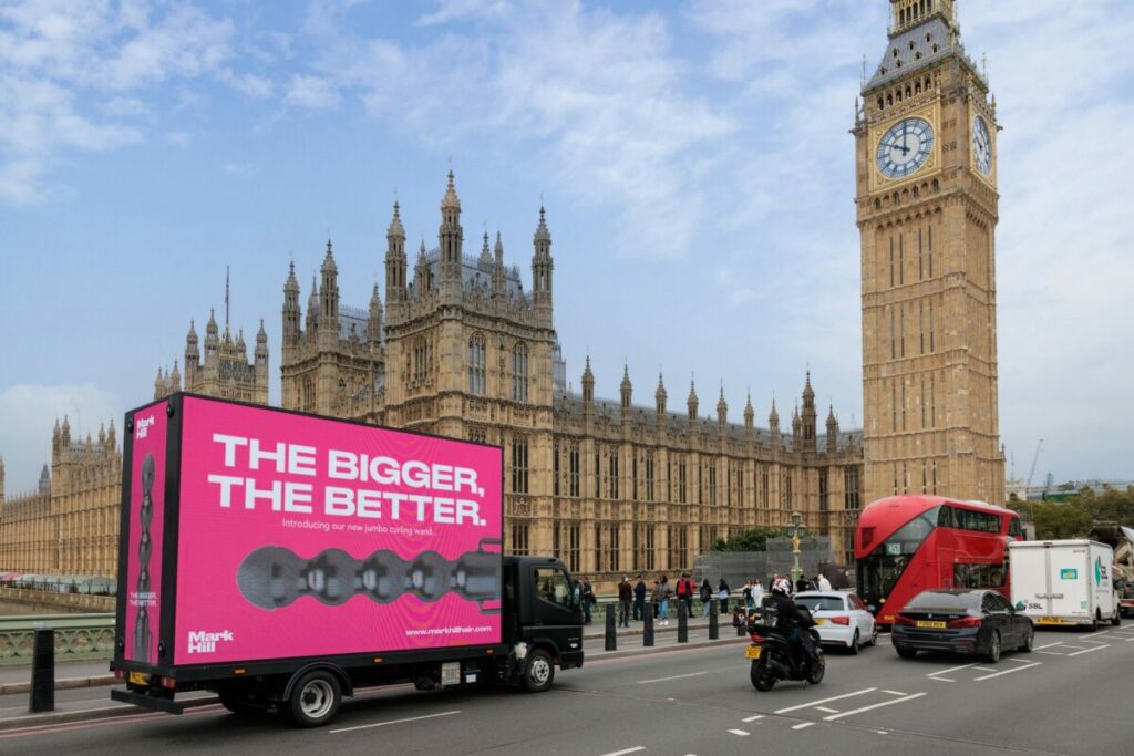 Hair care brand Mark Hill Hair is promising its new eyebrow-raising out-of-home is 'not a sex toy' in a campaign to promote the brand's latest peculiar-looking styling hair product, depicted here.