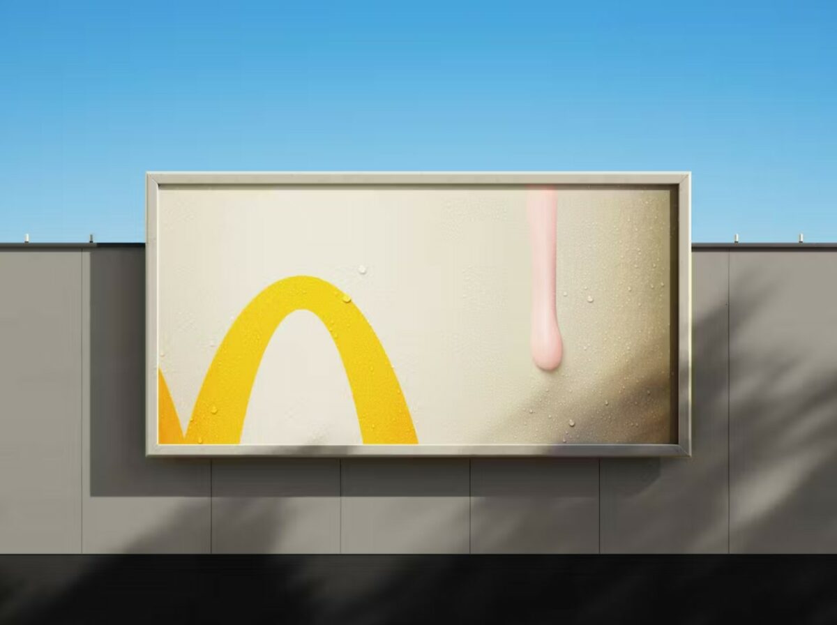 Fast food brand McDonald's is making the most of the heatwave's hot weather with a creatives encouraging customers to cool down with one of its milkshakes, depicted here.
