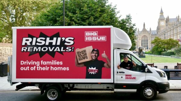 The Big Issue Group (BIG) has partnered with creative agency the7stars to call upon prime minister Rishi Sunak to 'End Housing Insecurity Now', through a creative 'removal van' stunt, depicted here.