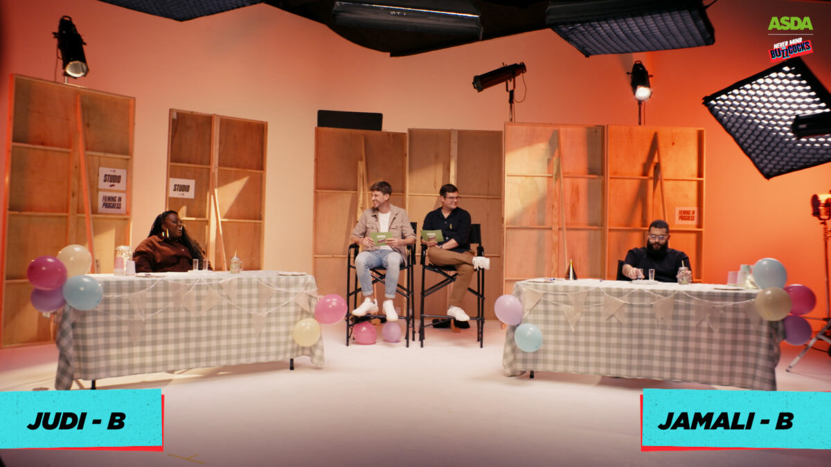 Asda is continuing its quest for a #foodrevolution by partnering with Sky TV's Never Mind the Buzzcocks for a taste test, to showcase its food quality, depicted here.