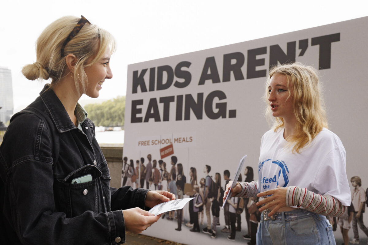 Campaigners have teamed up with Weber Shandwick to recreate an iconic political ad to urge MPs to widen access to free school meals, depicted here 
