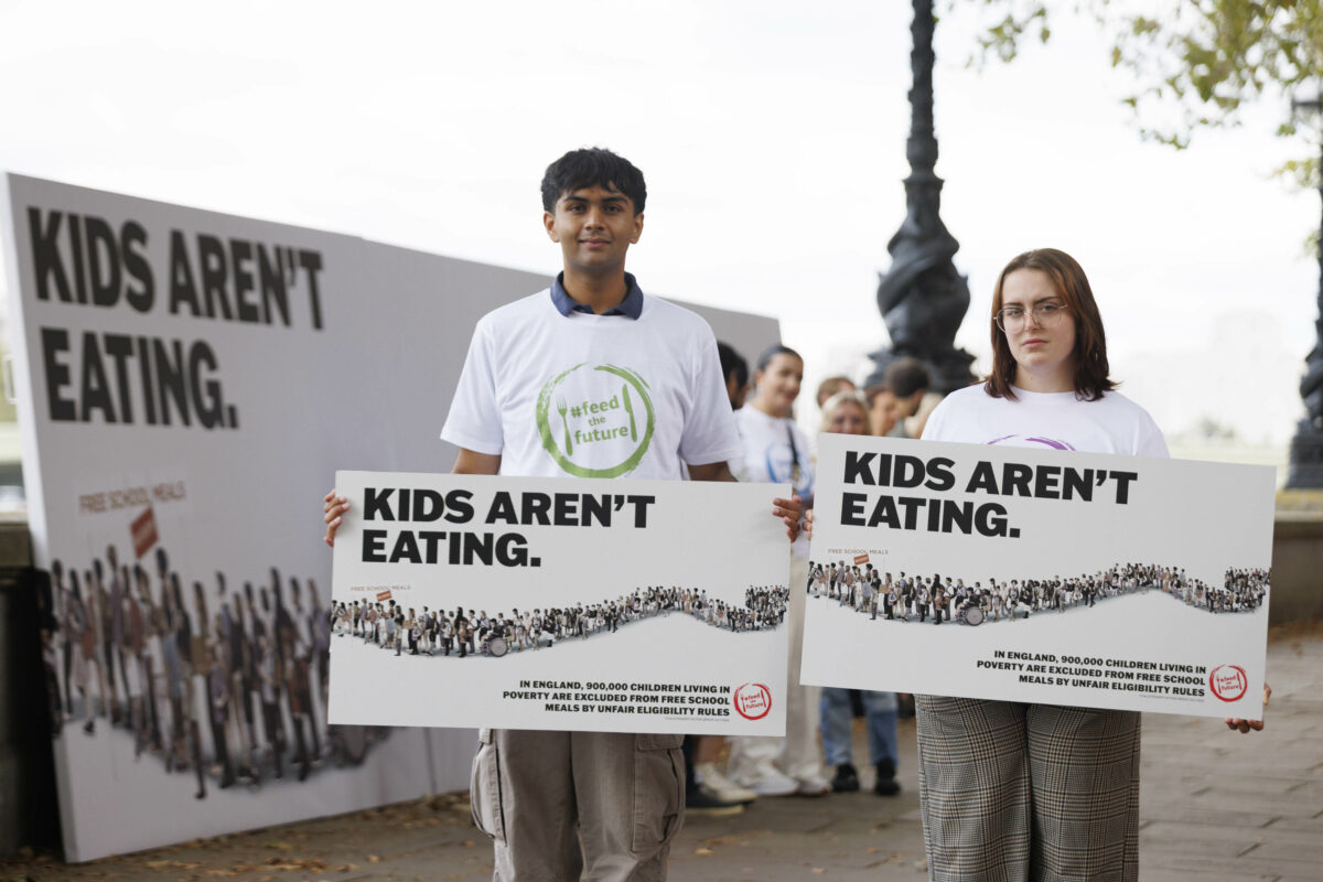 Campaigners have teamed up with Weber Shandwick to recreate an iconic political ad to urge MPs to widen access to free school meals, depicted here