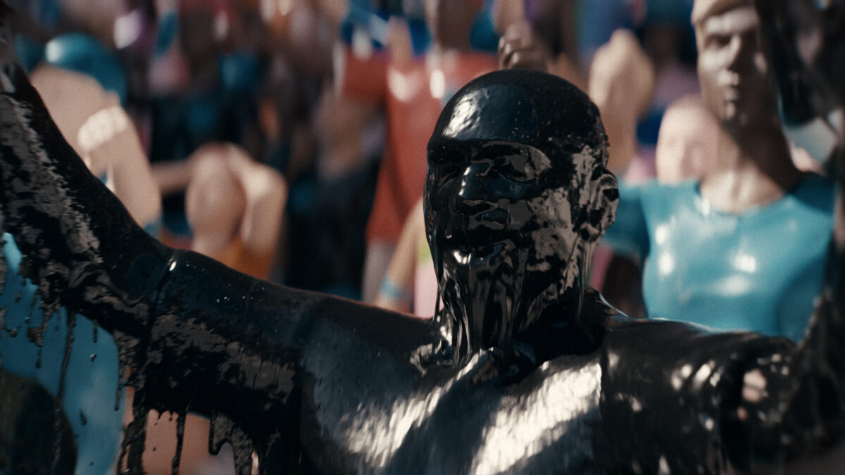 Greenpeace has released an animated video campaign calling out oil giant Total Energies' sponsorship of the Ruby World Cup as 'sportswashing', here depicting a character covered in oil