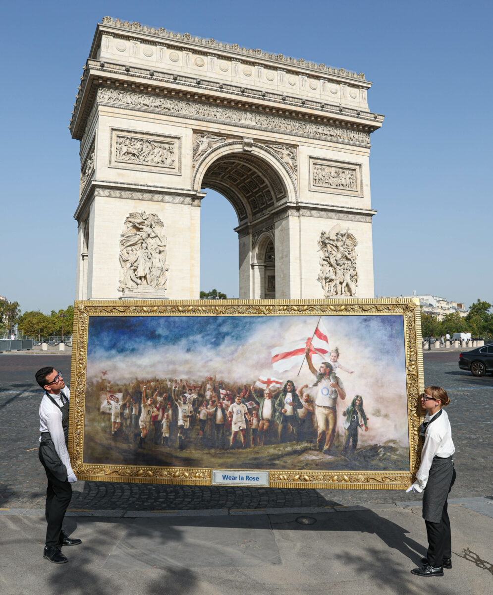 Telecom network O2, a long-standing sponsor of England Rugby, is celebrating England fans with a fan-focused campaign unveiled at Paris' Louvre Museum, depicted here