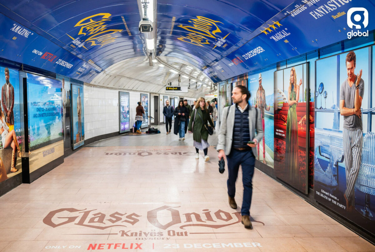 Here at Marketing Beat we know innovation and marketing go hand in hand, so we've wrapped up - see what we did there - the six most effective ways to execute a large outdoor promotional wrap, here depicting a tunnel wrap of Netflix movie Glass Onion