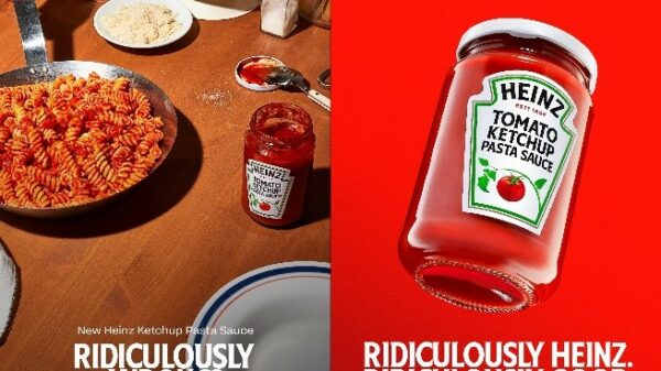 Heinz is questioning whether it's 'ridiculously wrong or ridiculously good' with the launch of its new Tomato Ketchup Pasta Sauce - yes, you read that correctly- depicted here as a split photo showing the ketchup sauce, and a pasta dish