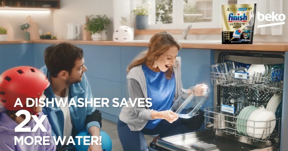 Home appliance brand Beko has partnered with dishwasher detergent brand Finish to create its biggest multi-channel campaign to date, depicted here