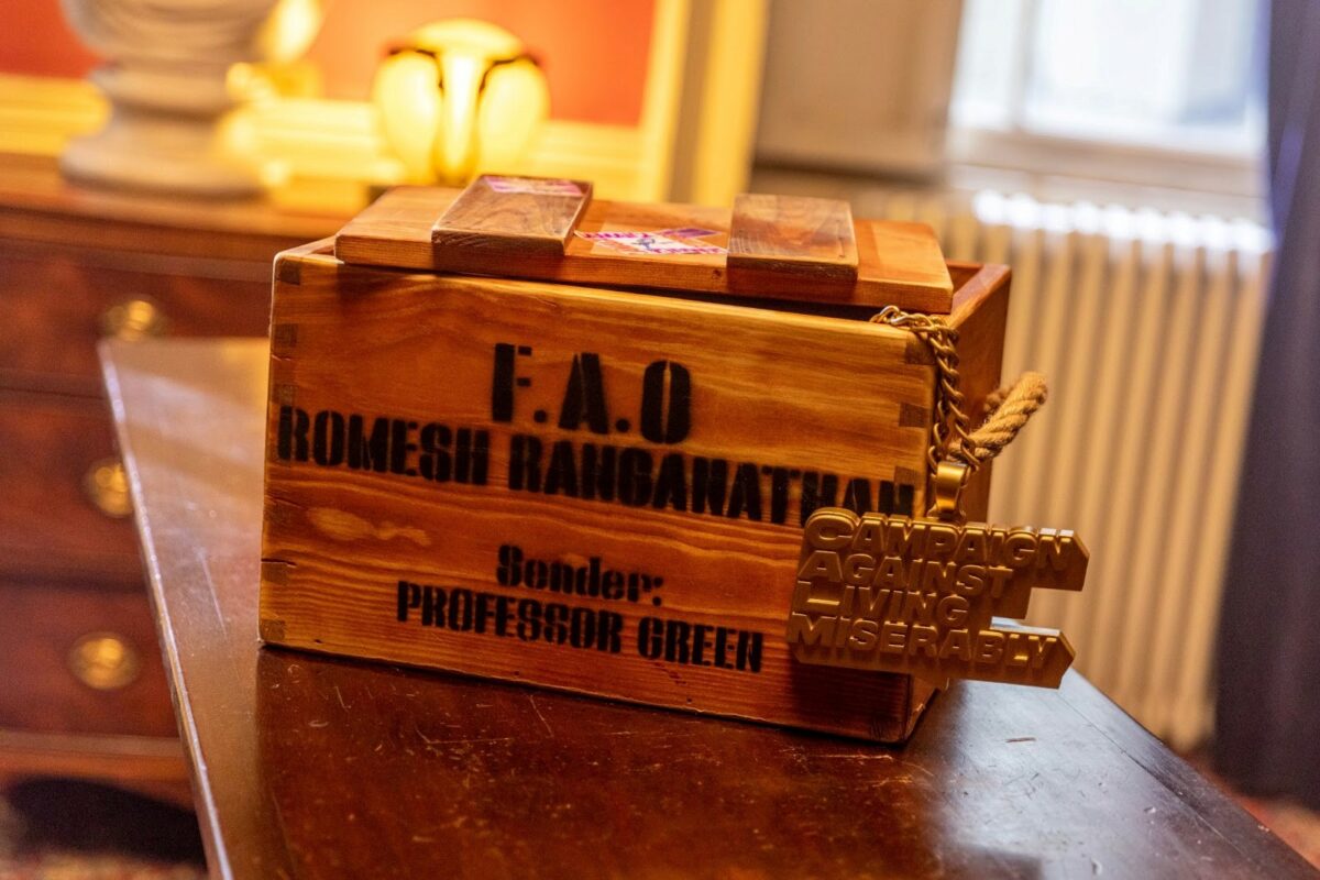 Campaign Against Living Miserably (CALM) has named comedian Romesh Ranganathan as its new Patron, alongside a pledge to raise £1 million worth of funds for its support services, the FAO delivery box from the video depicted here