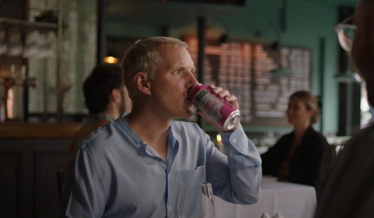 Brewdog and sweet brand Candy Kittens have once again joined together for a campaign promoting their latest collaboration - Eton Mess New England IPA, the founder drinking a beer depicted here