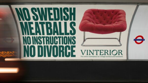 Pre-loved online furniture marketplace Vinterior is saying goodbye to 'fast furniture' in a campaign embracing furniture that 'lasts for generations', billboard featured in text depicted here.