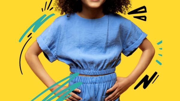 M&S has teamed up with youth mental health charity YoungMinds to raise awareness of support for struggling young people's mental health, here depicting a young girl on a yellow background with M&S and YoungMinds logo