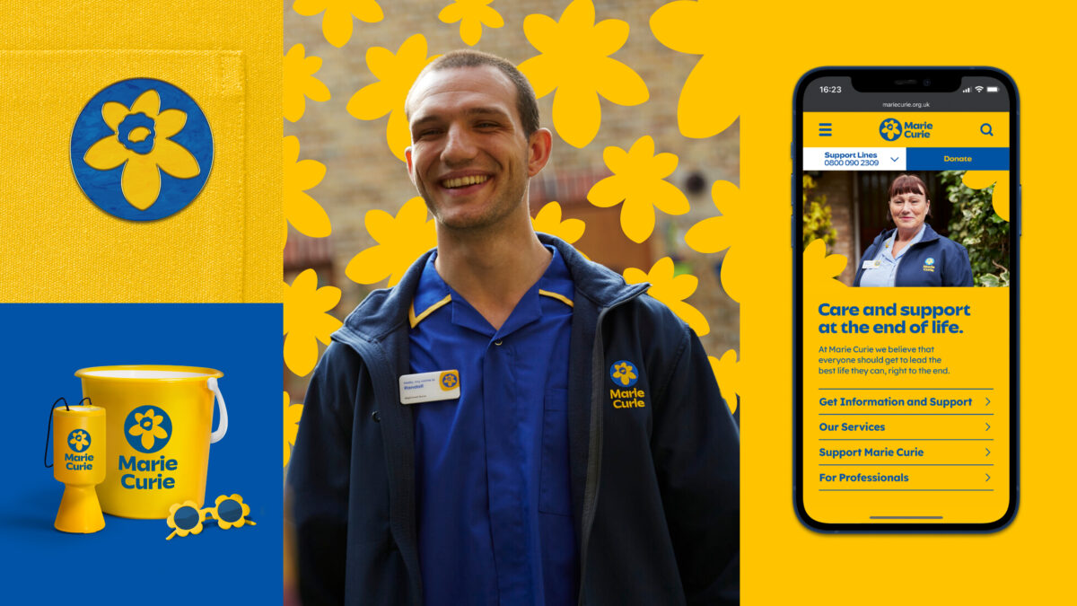 Marie Curie has unveiled an updated brand platform and strategy, alongside a new advert raising awareness of its work supporting end-of-life care., here depicting the new assets