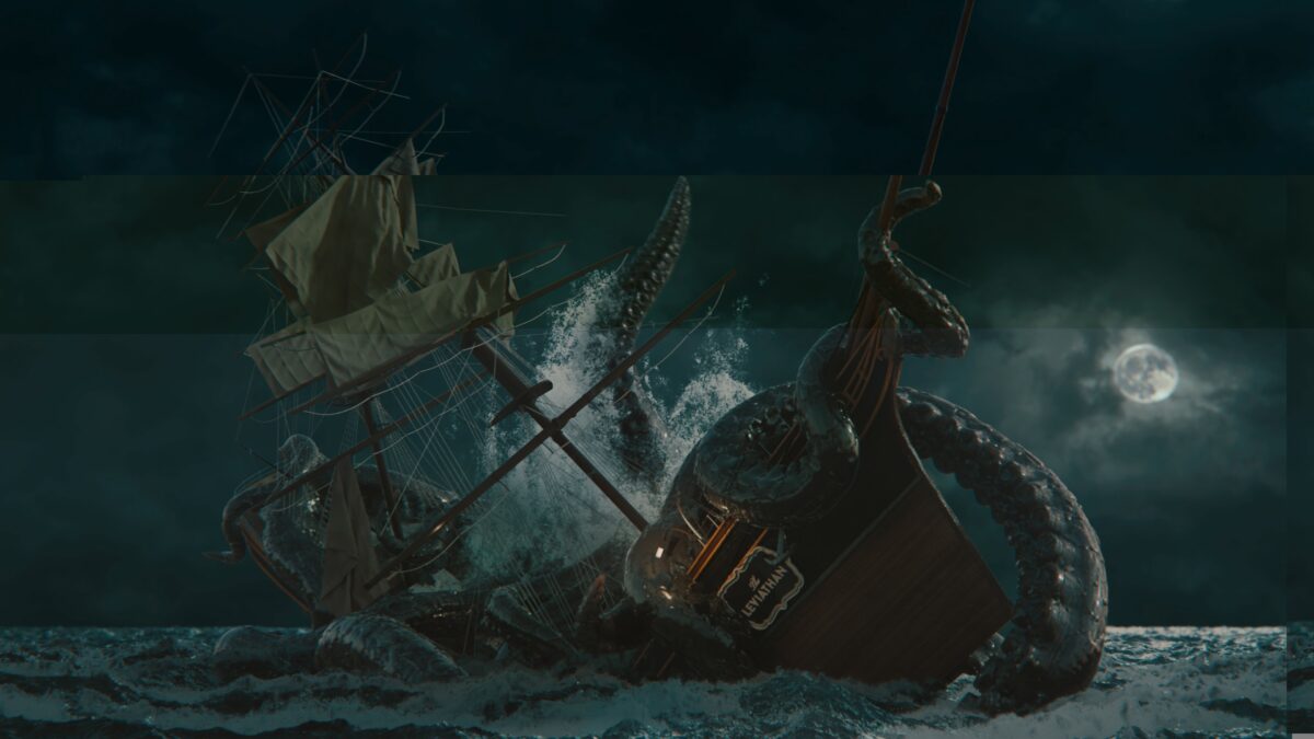Alcohol brand The Kraken Black Spiced Rum aims to showcase Britain's cinematic creative power with a combination of a CGI and live-action 'mini-movie', here depicting a still from the movie