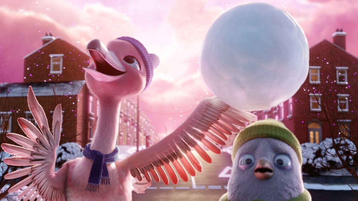 Online retailer Very has unveiled its Christmas campaign, celebrating customers transforming everyday experiences into something wonderful, here depicting an excited flamingo and a pigeon was a 