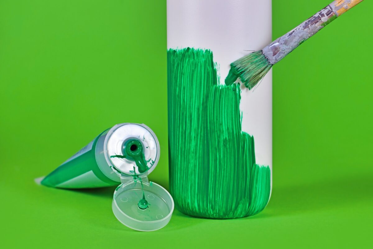 Image of green painted household items symbolising greenwashing. The ASA is calling for greater clarity on green disposal claims.