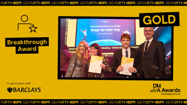 Financial awareness campaign ‘Dodge the Debt Trap’ has secured a gold DMA Breakthrough Award for two Edinburgh Napier University students.