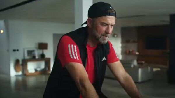 Jurgen Klopp on a Peloton exercise bike. In its latest 30-second spot, exercise equipment brand Peloton, has partnered with Liverpool FC manager Jürgen Klopp, building on the brand's partnership with the club.